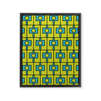 Mid Century Modern Rektangel Geometric Pattern Turquoise Lime Framed Canvas Print Gallery Image 8