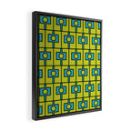 Mid Century Modern Rektangel Geometric Pattern Turquoise Lime Framed Canvas Print Gallery Image 2