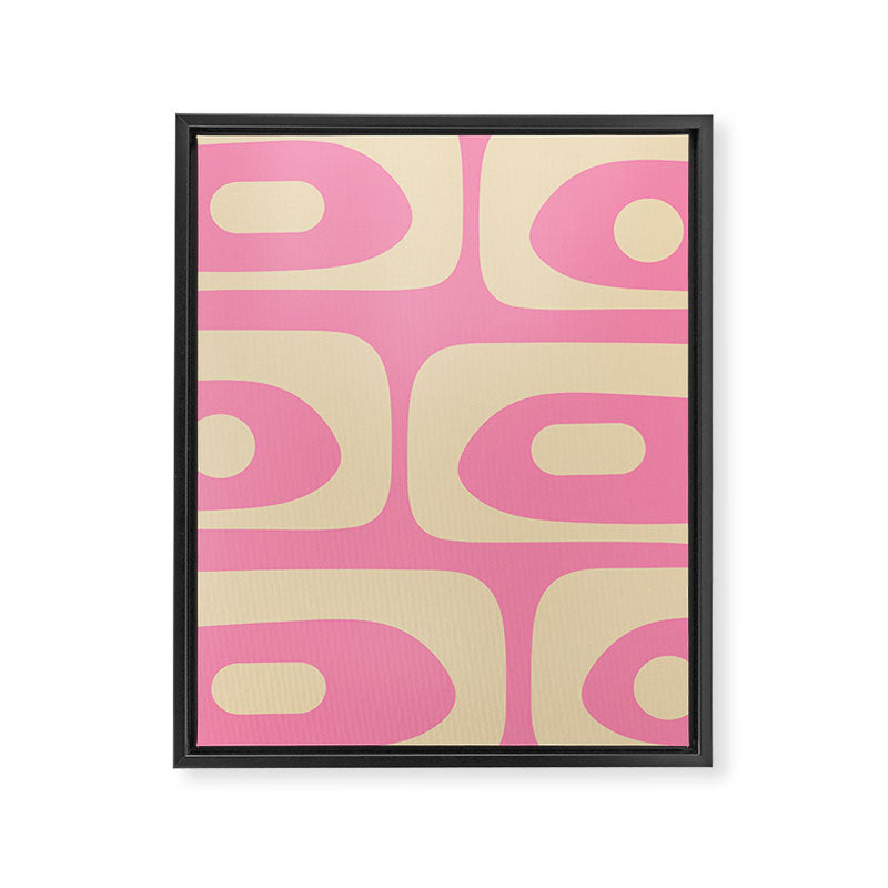 Mid Century Modern Retro Abstract Minimalist Pink Piquet Pattern Framed Canvas Print Gallery Image 8