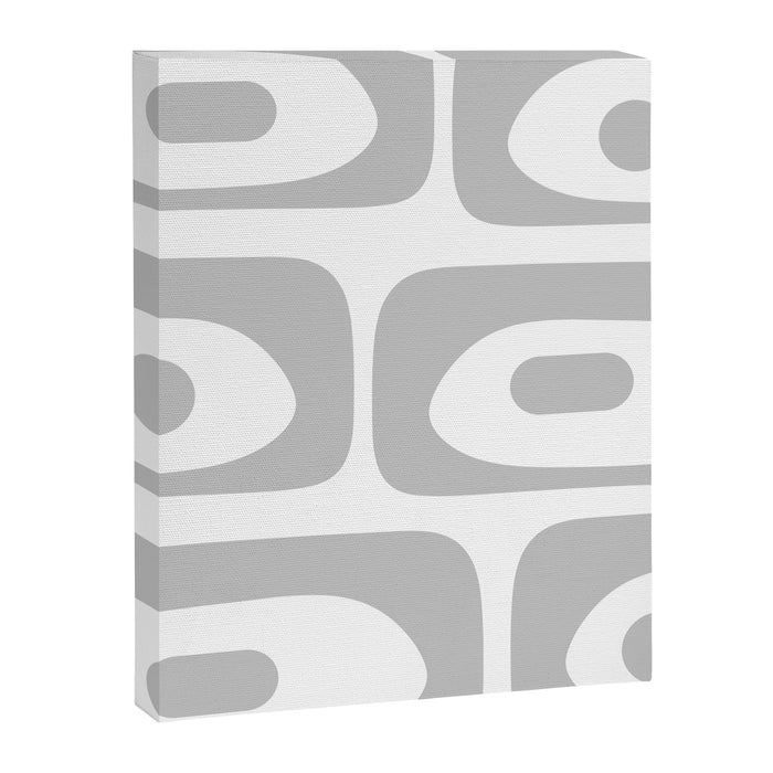 Mid Century Modern Retro Abstract Minimalist Piquet Pattern in Gray and White Canvas Print Gallery Image 1