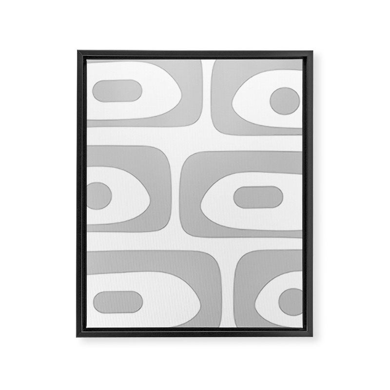 Mid Century Modern Retro Abstract Minimalist Piquet Pattern in Gray and White Framed Canvas Print Gallery Image 8