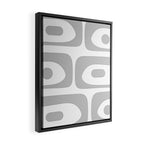 Mid Century Modern Retro Abstract Minimalist Piquet Pattern in Gray and White Framed Canvas Print Gallery Image 2