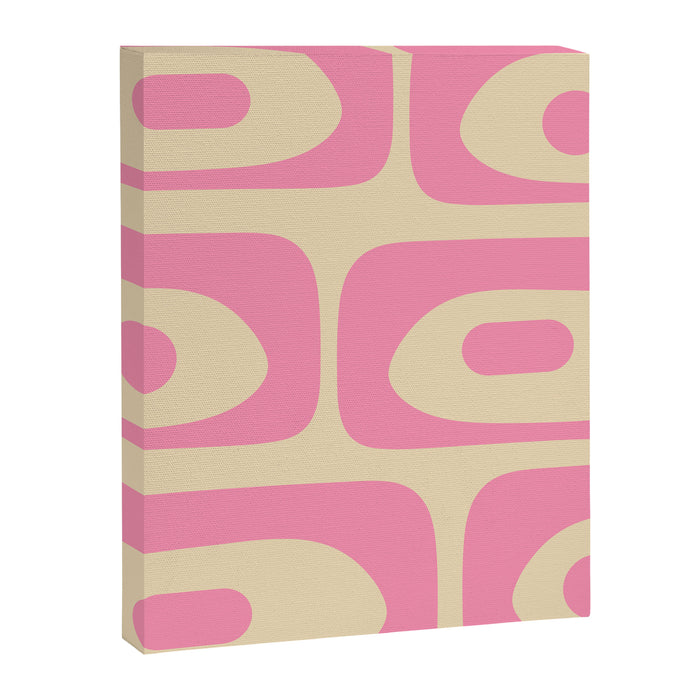 Mid Century Modern Retro Abstract Minimalist Piquet Pink Pattern Canvas Print Gallery Image 1