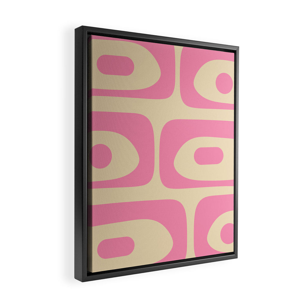 Mid Century Modern Retro Abstract Minimalist Piquet Pink Pattern Framed Canvas Print Gallery Image 2