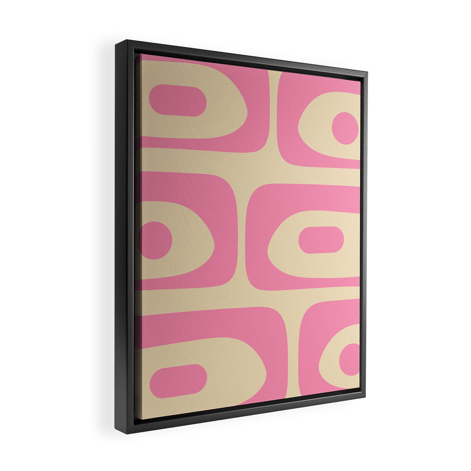 Mid Century Modern Retro Abstract Minimalist Piquet Pink Pattern Framed Canvas Print Gallery Image 2