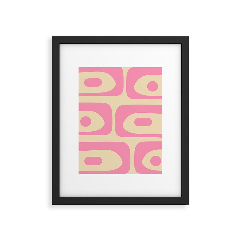 Mid Century Modern Retro Abstract Minimalist Piquet Pink Pattern Framed Art Print Gallery Image 6