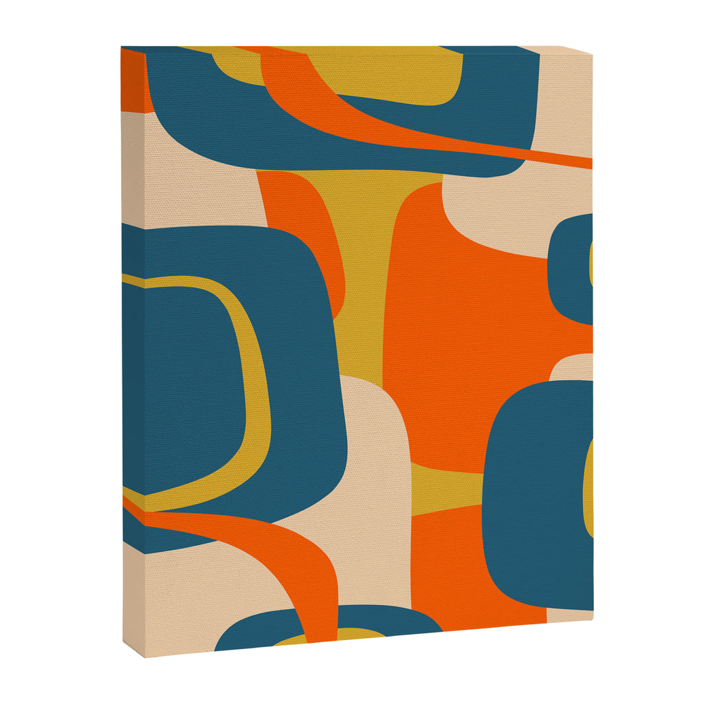 Mid Century Modern Retro Abstract Pattern Orange Blue Mustard Canvas Print Gallery Image 6