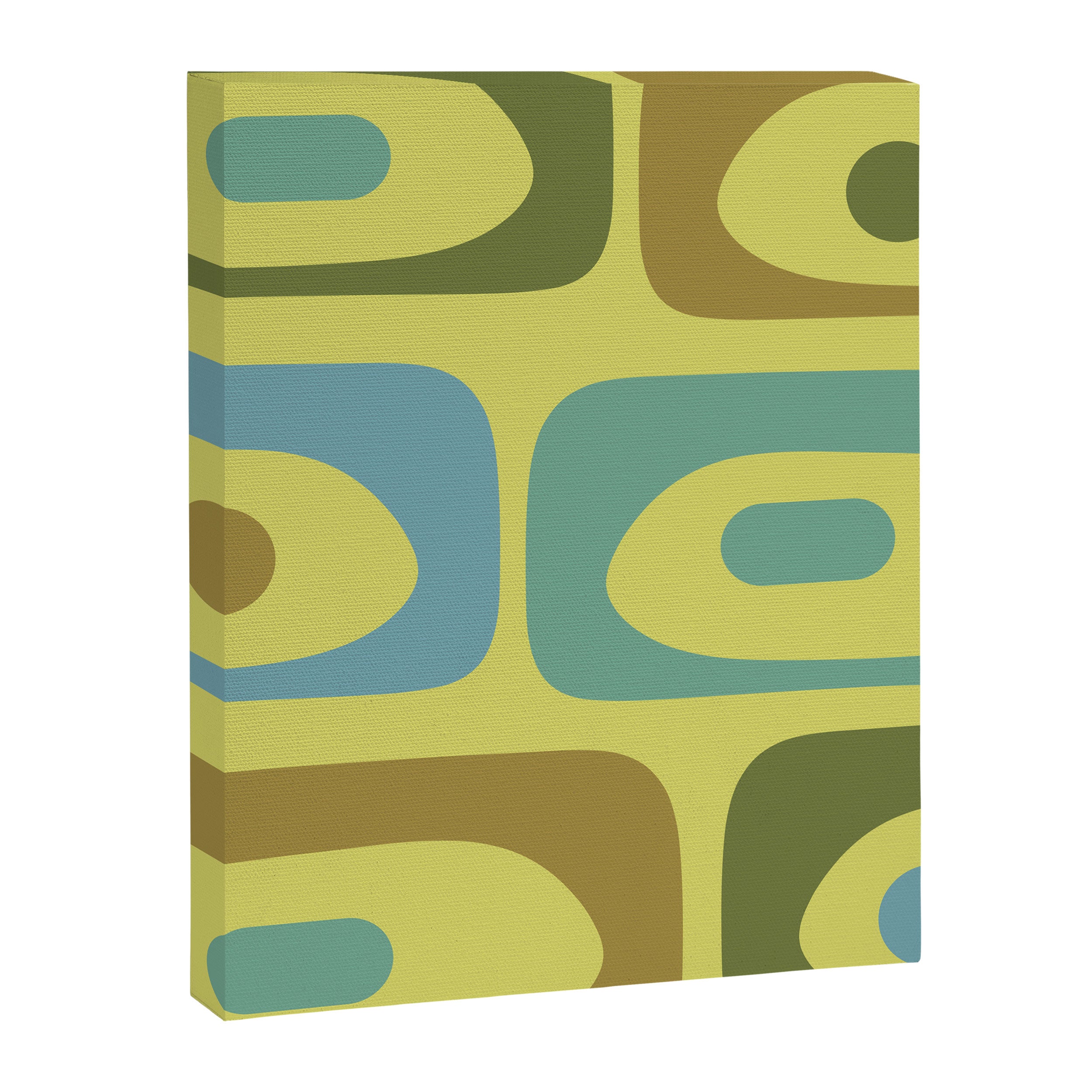 Mid Century Modern Retro Abstract Piquet Pattern in Guacamole Green and Blue Tones Canvas Print Gallery Image 8