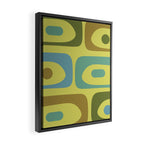 Mid Century Modern Retro Abstract Piquet Pattern in Guacamole Green and Blue Tones Framed Canvas Print Gallery Image 2