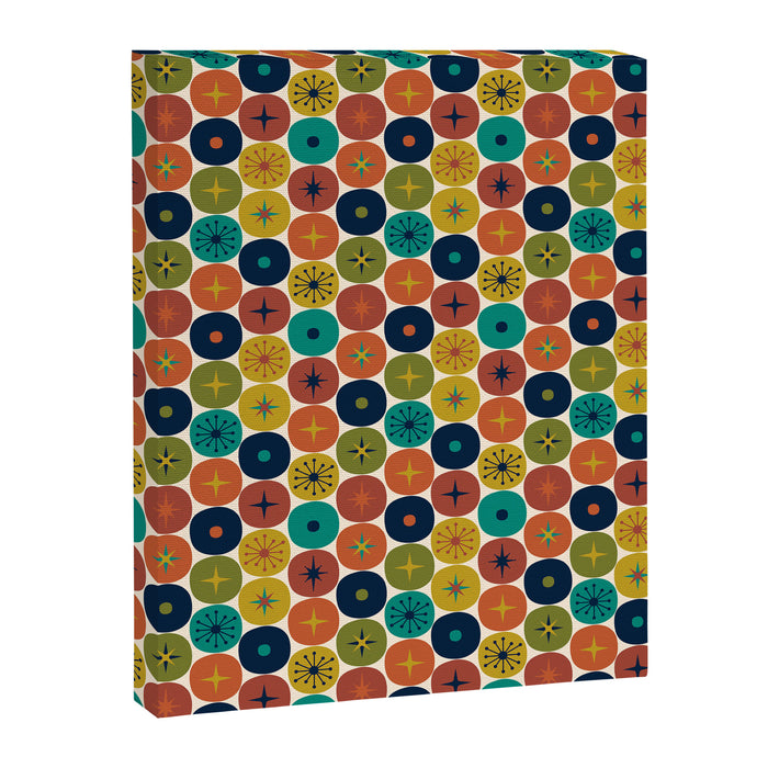 Mid Century Modern Retro Atomic Future Pattern in Mid Mod Colors on Cream Canvas Print Gallery Image 1