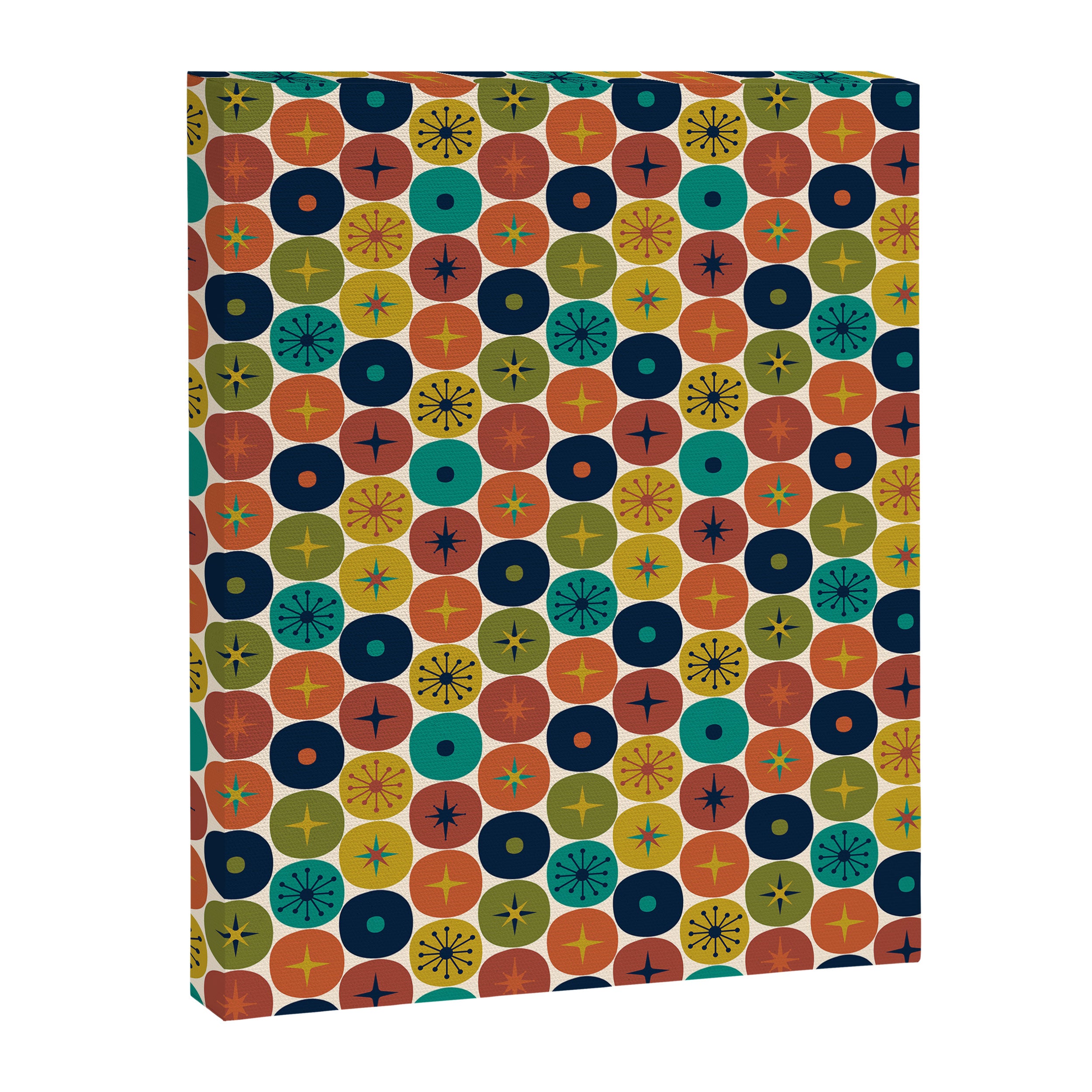 Mid Century Modern Retro Atomic Future Pattern in Mid Mod Colors on Cream Canvas Print Gallery Image 8