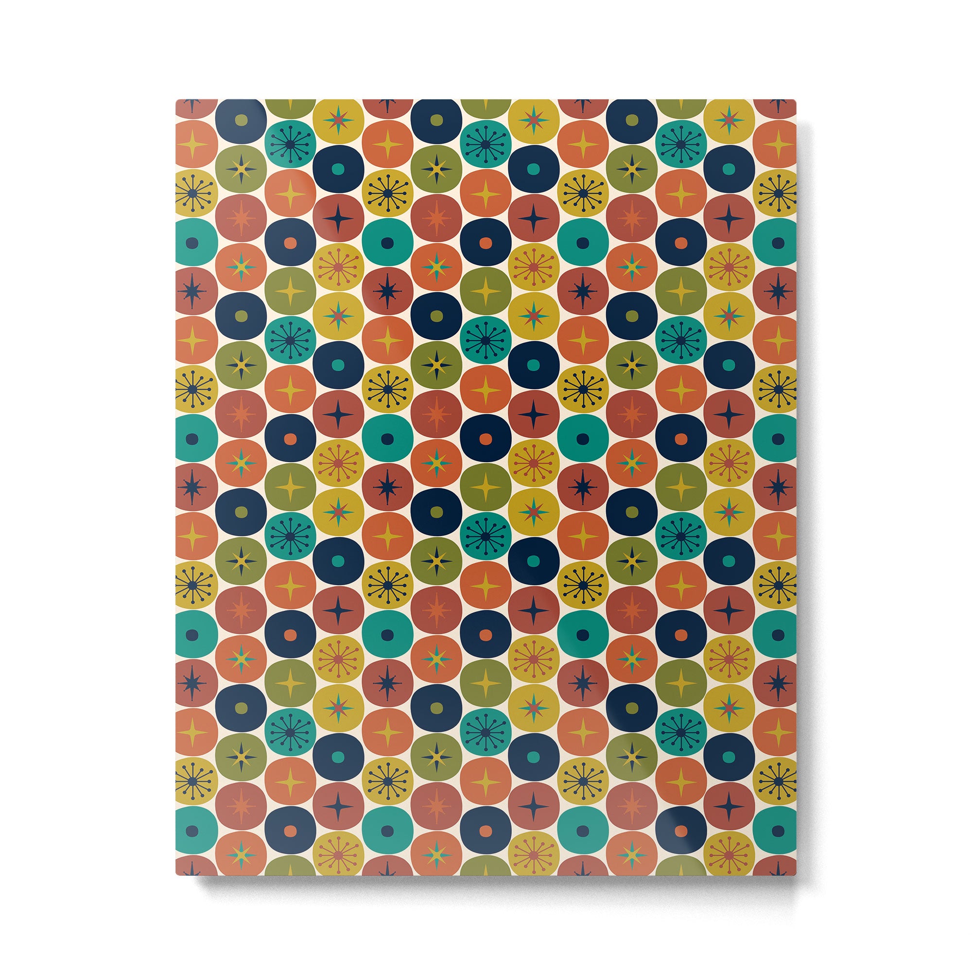 Mid Century Modern Retro Atomic Future Pattern in Mid Mod Colors on Cream Metal Print Gallery Image 6