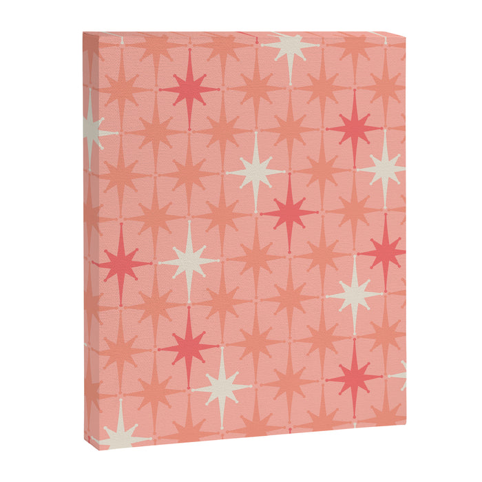Mid Century Modern Retro Atomic Stars Pattern in Pink Peach Tones Canvas Print Gallery Image 1