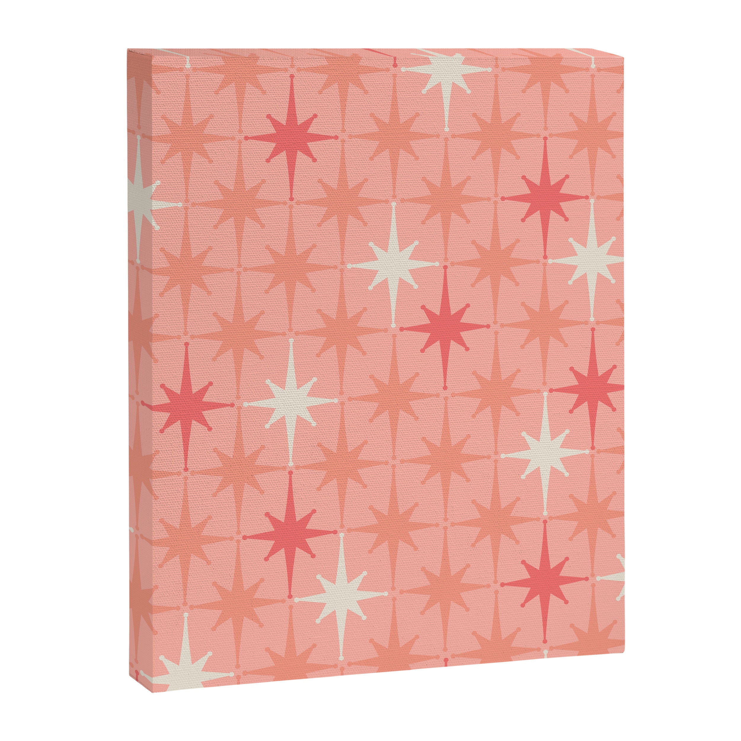 Mid Century Modern Retro Atomic Stars Pattern in Pink Peach Tones Canvas Print Gallery Image 6