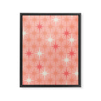 Mid Century Modern Retro Atomic Stars Pattern in Pink Peach Tones Framed Canvas Print Gallery Image 6