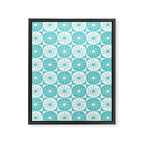 Mid Century Modern Retro Checkered Atomic Dots Pattern in Medium Turquoise and White Framed Canvas Print Gallery Image 8