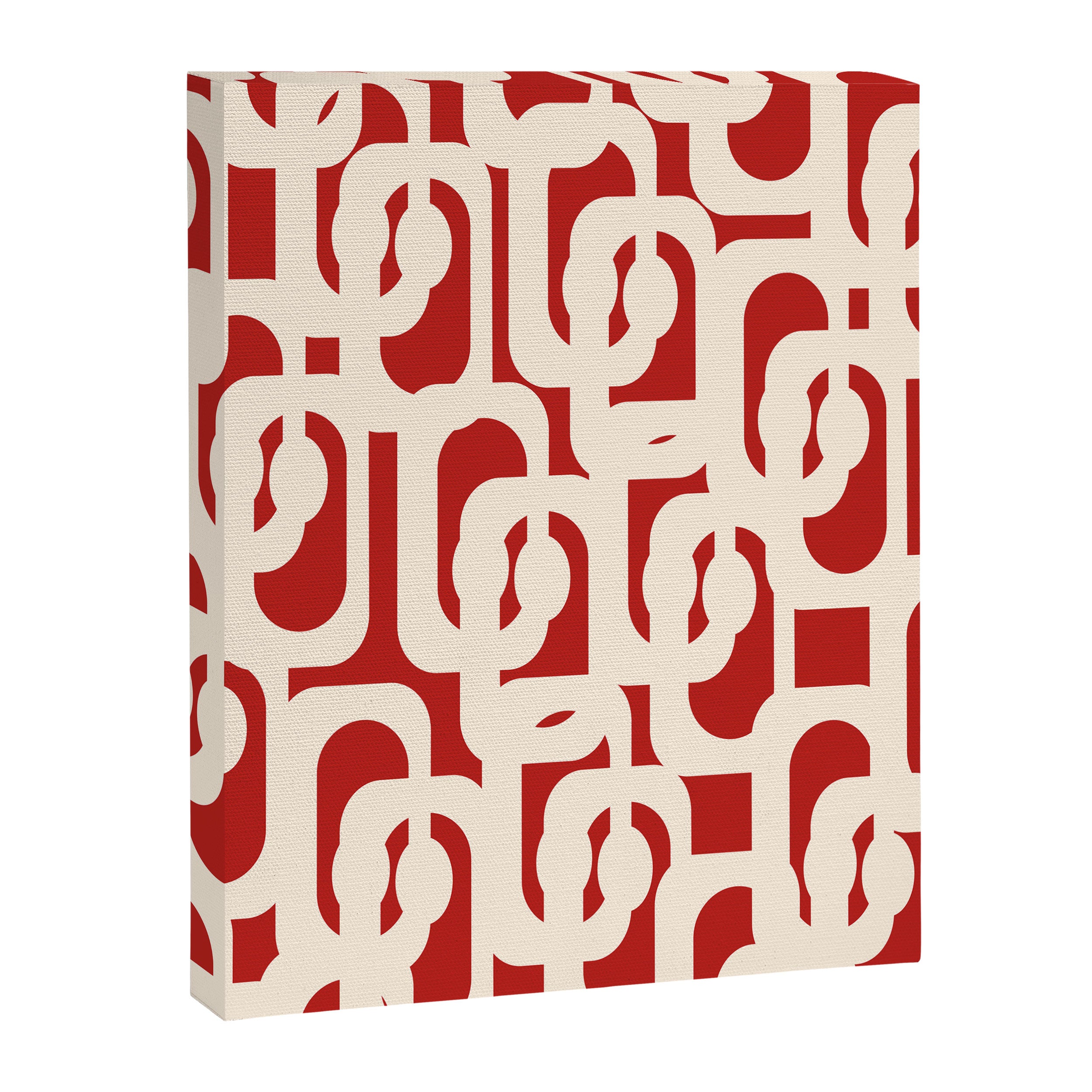 Mid Century Modern Retro Contemporary Loop Pattern in Red and Cream Canvas Print Gallery Image 8