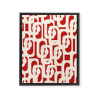 Mid Century Modern Retro Contemporary Loop Pattern in Red and Cream Framed Canvas Print Gallery Image 8