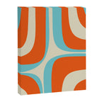 Mid Century Modern Retro Groove Modernist Abstract Pattern in Orange Blue Beige Canvas Print Gallery Image 6