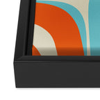 Mid Century Modern Retro Groove Modernist Abstract Pattern in Orange Blue Beige Framed Canvas Print Gallery Image 3