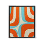 Mid Century Modern Retro Groove Modernist Abstract Pattern in Orange Blue Beige Framed Canvas Print Gallery Image 6