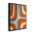 Mid Century Modern Retro Groove Modernist Abstract Pattern in Orange Blue Beige Framed Canvas Print Gallery Image 2