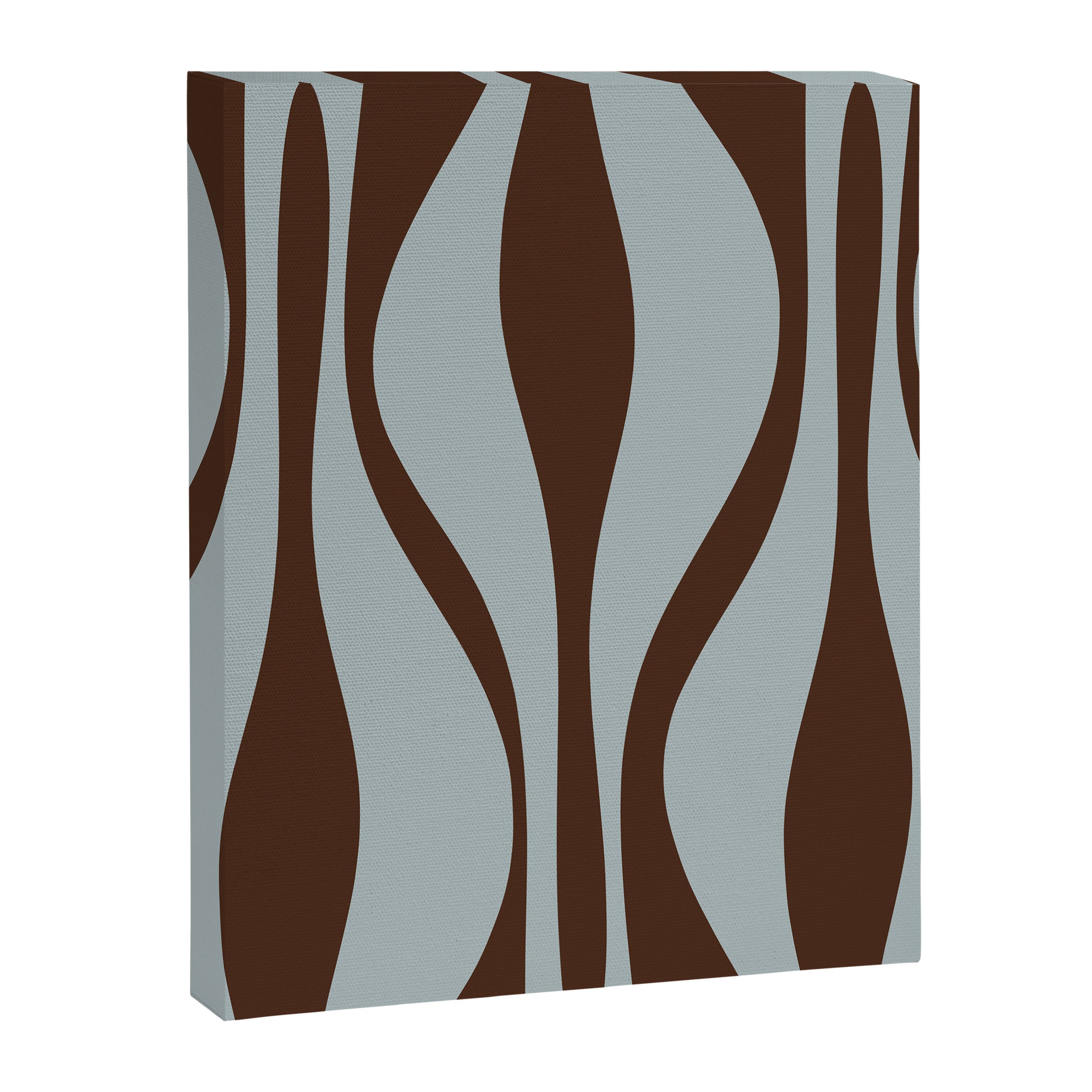 Mid Century Modern Retro Lounge Minimal Ogee Pattern in Light Blue-Gray and Dark Brown Canvas Print Gallery Image 8