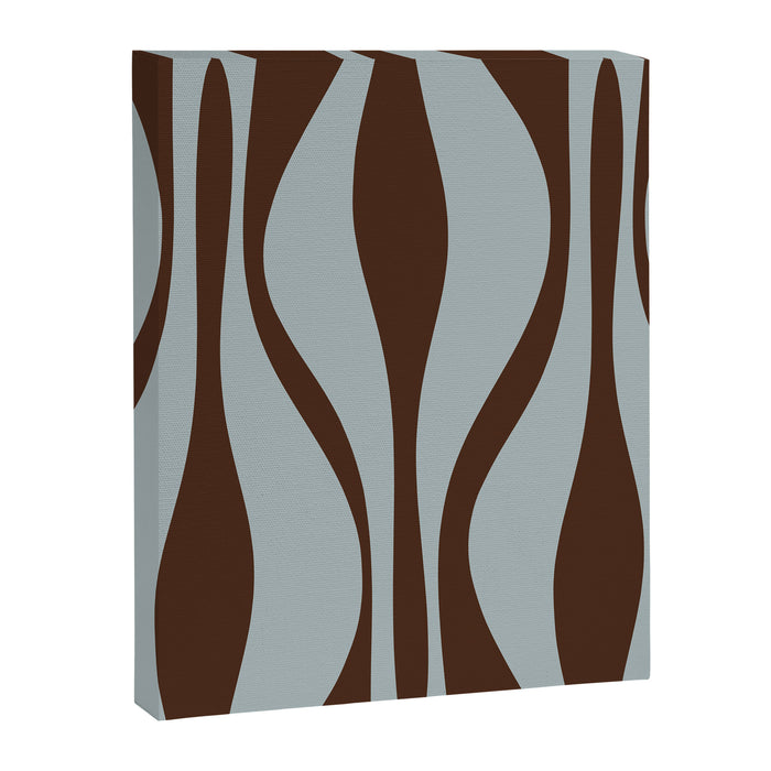 Mid Century Modern Retro Lounge Minimal Ogee Pattern in Light Blue-Gray and Dark Brown Canvas Print Gallery Image 1