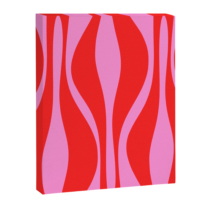 Mid Century Modern Retro Lounge Ogee Pattern in Preppy Pink and Red Canvas Print Gallery Image 1