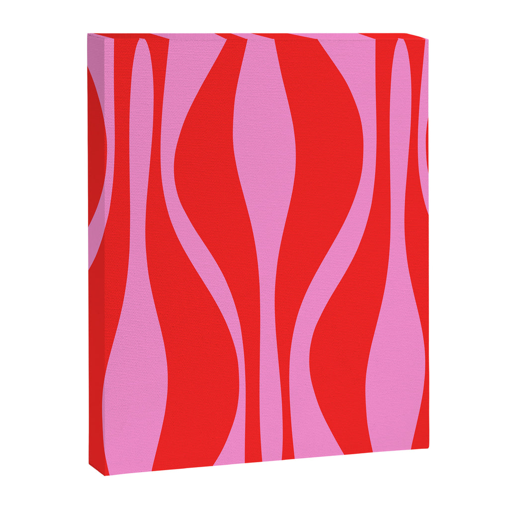 Mid Century Modern Retro Lounge Ogee Pattern in Preppy Pink and Red Canvas Print Gallery Image 8