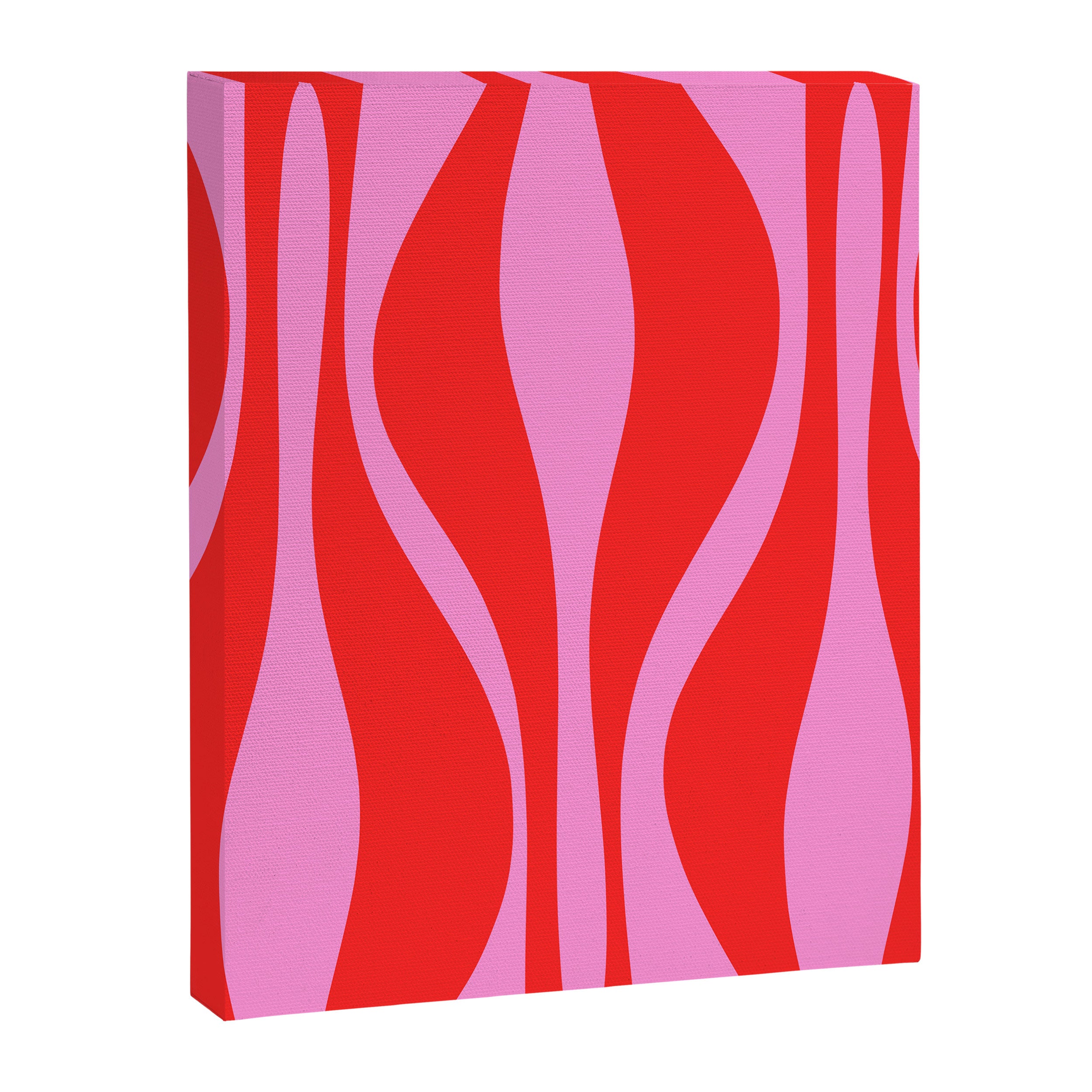 Mid Century Modern Retro Lounge Ogee Pattern in Preppy Pink and Red Canvas Print Gallery Image 8