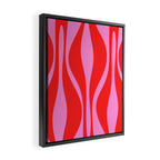 Mid Century Modern Retro Lounge Ogee Pattern in Preppy Pink and Red Framed Canvas Print Gallery Image 2
