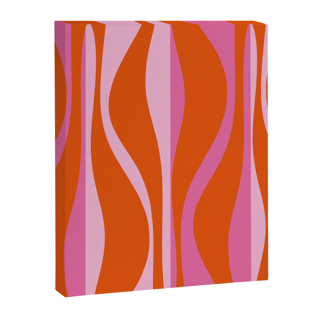 Mid Century Modern Retro Lounge Ogee Pattern in Red Orange and Hot Pink Canvas Print Gallery Image 8