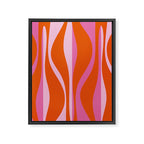 Mid Century Modern Retro Lounge Ogee Pattern in Red Orange and Hot Pink Framed Canvas Print Gallery Image 8