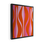 Mid Century Modern Retro Lounge Ogee Pattern in Red Orange and Hot Pink Framed Canvas Print Gallery Image 2