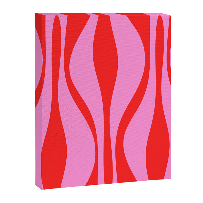Mid Century Modern Retro Lounge Ogee Pattern Preppy Pink and Red Canvas Print Gallery Image 1