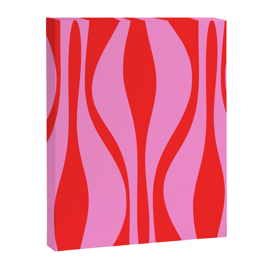 Mid Century Modern Retro Lounge Ogee Pattern Preppy Pink and Red Canvas Print Gallery Image 8