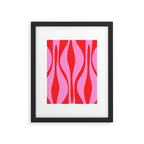 Mid Century Modern Retro Lounge Ogee Pattern Preppy Pink and Red Framed Art Print Gallery Image 6