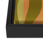 Mid Century Modern Retro Lounge Striped Ogee Pattern Avocado Green and Cantaloupe Orange Framed Canvas Print Gallery Image 3
