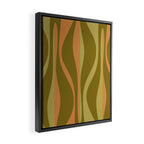 Mid Century Modern Retro Lounge Striped Ogee Pattern Avocado Green and Cantaloupe Orange Framed Canvas Print Gallery Image 2