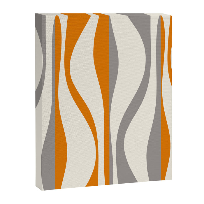 Mid Century Modern Retro Lounge Striped Ogee Pattern Gray Ochre Cream Canvas Print Gallery Image 1