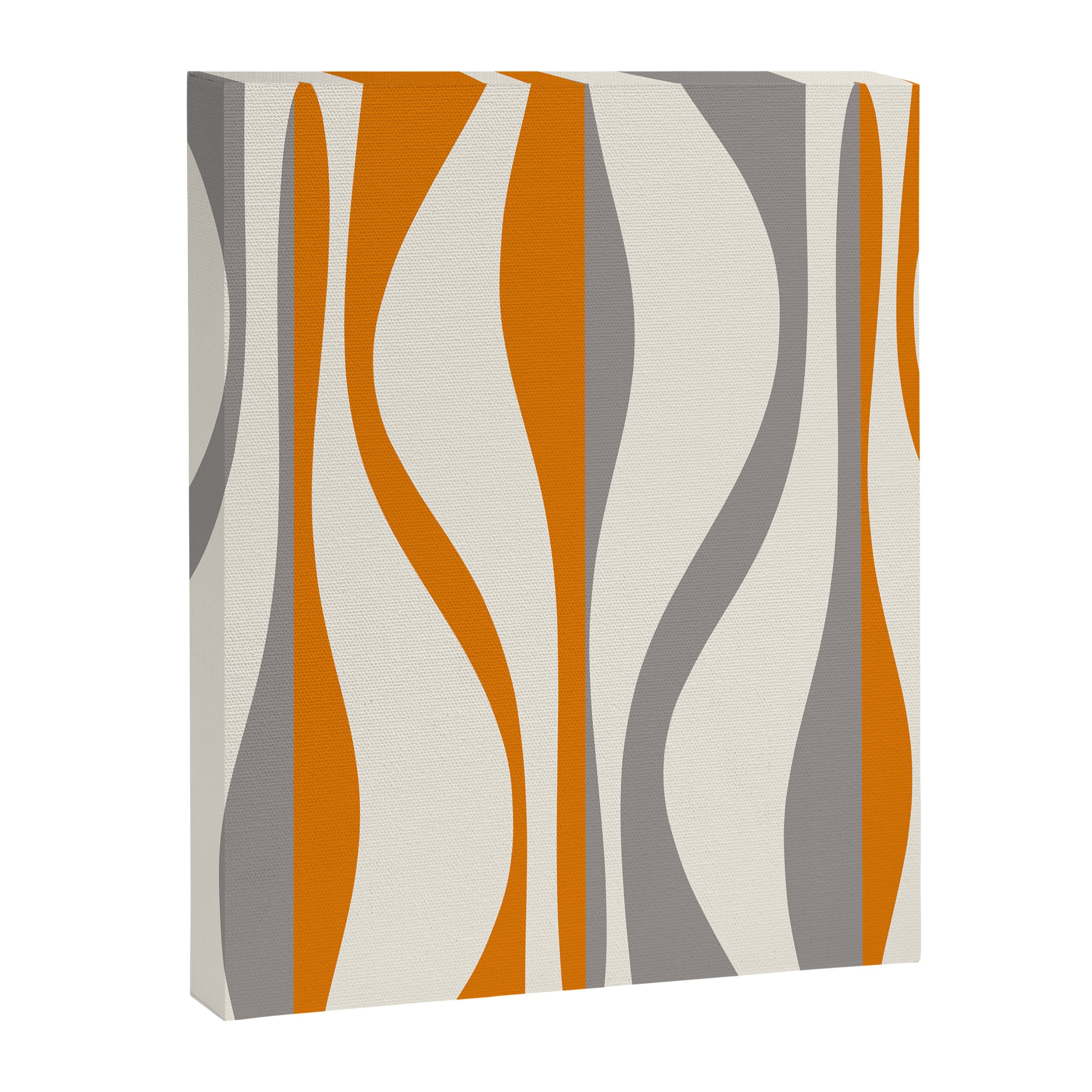 Mid Century Modern Retro Lounge Striped Ogee Pattern Gray Ochre Cream Canvas Print Gallery Image 8