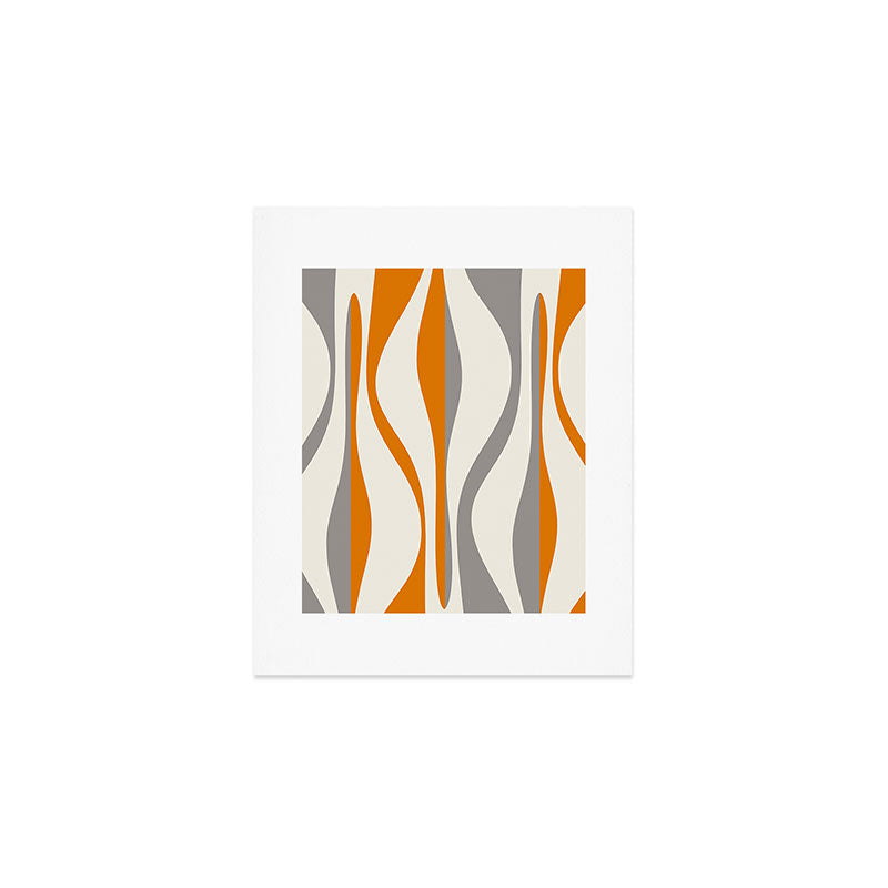 Mid Century Modern Retro Lounge Striped Ogee Pattern Gray Ochre Cream Art Print Gallery Image 1