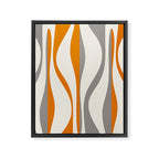 Mid Century Modern Retro Lounge Striped Ogee Pattern Gray Ochre Cream Framed Canvas Print Gallery Image 8