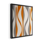 Mid Century Modern Retro Lounge Striped Ogee Pattern Gray Ochre Cream Framed Canvas Print Gallery Image 2