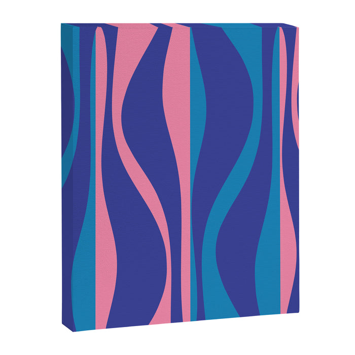 Mid Century Modern Retro Lounge Striped Ogee Pattern in Modtastic Blue and Pink Canvas Print Gallery Image 1