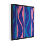 Mid Century Modern Retro Lounge Striped Ogee Pattern in Modtastic Blue and Pink Framed Canvas Print Gallery Image 2