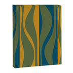 Mid Century Modern Retro Lounge Striped Ogee Pattern in Moroccan Blue Olive Green Ochre Canvas Print Gallery Image 8