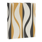 Mid Century Modern Retro Lounge Striped Ogee Pattern in Muted Mustard Gold, Charcoal Gray, and Cream Canvas Print Gallery Image 8