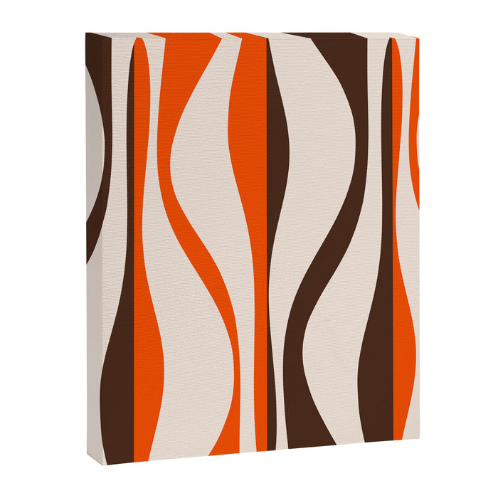 Mid Century Modern Retro Lounge Striped Ogee Pattern in Vintage 70s Brown Orange  Canvas Print Gallery Image 1